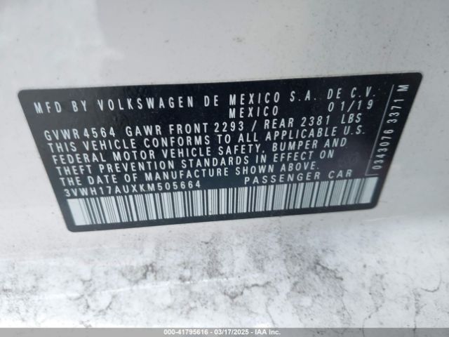 3VWH17AUXKM505664 Volkswagen Golf Alltrack Tsi S/tsi Se/tsi Sel