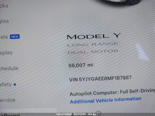 5YJYGAEE8MF187987 Tesla Model Y Long Range Dual Motor All-wheel Drive