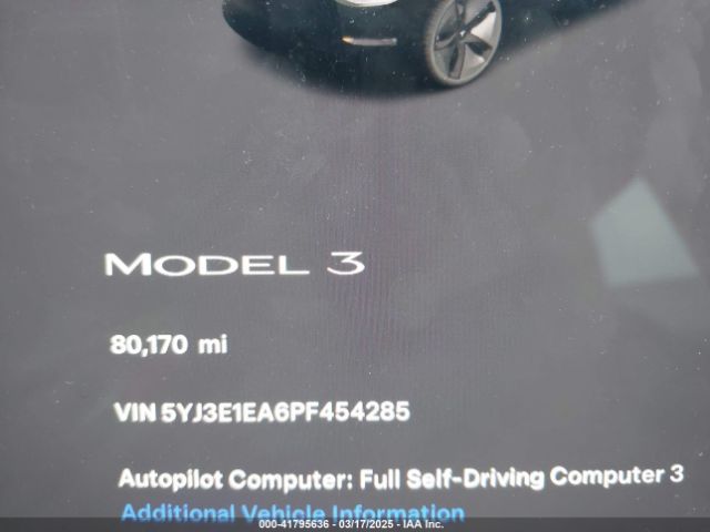 5YJ3E1EA6PF454285 Tesla Model 3 Rear-wheel Drive