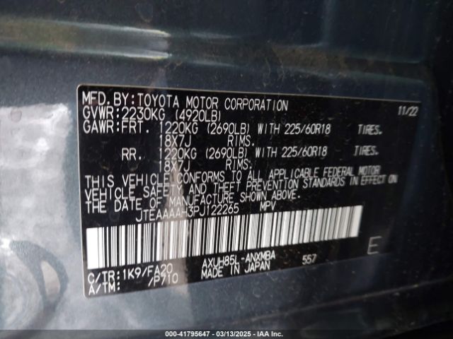 JTEAAAAH3PJ122265 Toyota VENZA LE