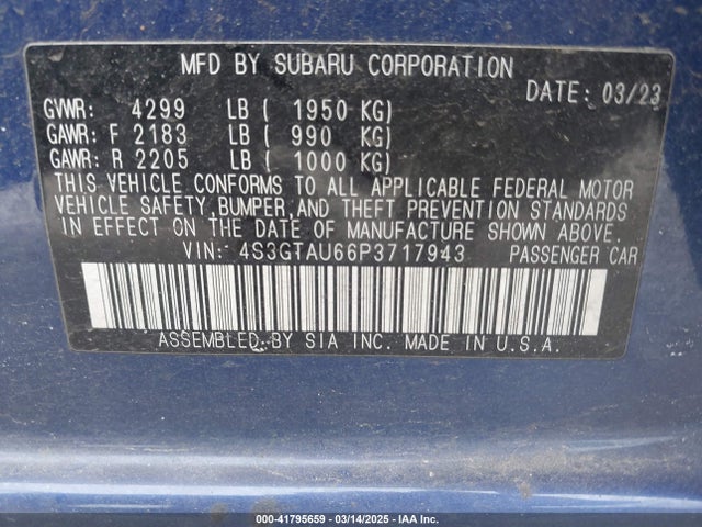 4S3GTAU66P3717943 Subaru Impreza Limited 5-door
