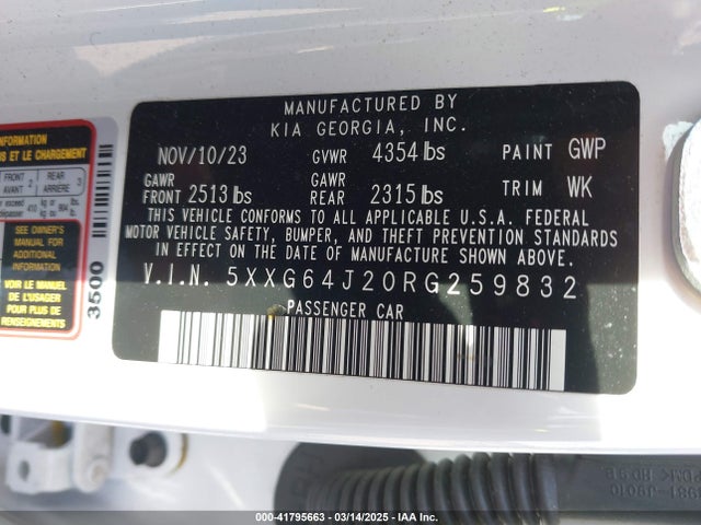 5XXG64J20RG259832 KIA K5 Gt-line