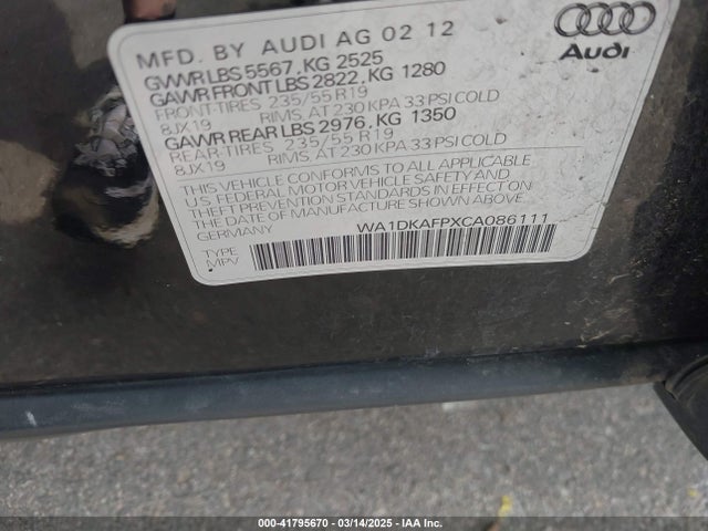 2012 AUDI Q5 WA1DKAFPXCA086111 Photo 8