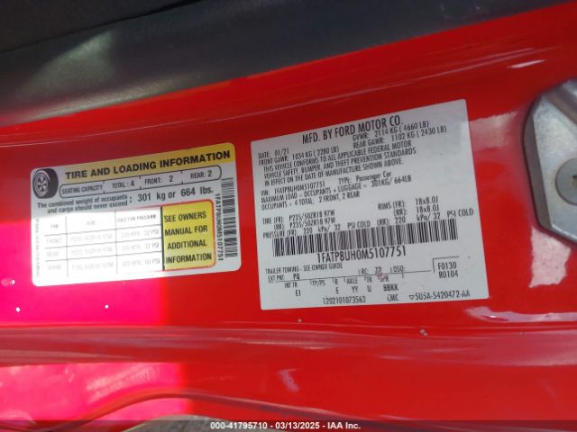 1FATP8UH0M5107751 Ford Mustang Ecoboost Premium