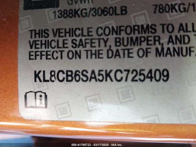 KL8CB6SA5KC725409 Chevrolet Spark Ls Cvt