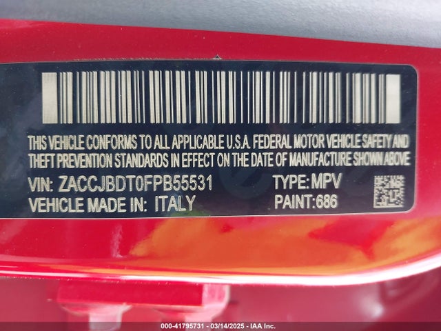 ZACCJBDT0FPB55531 Jeep Renegade Limited