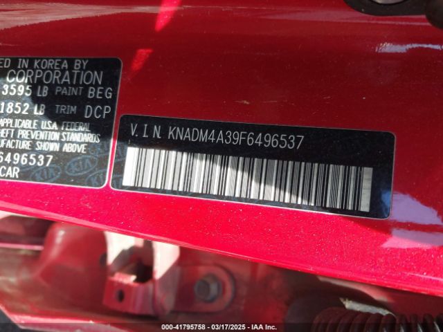 KNADM4A39F6496537 KIA RIO LX