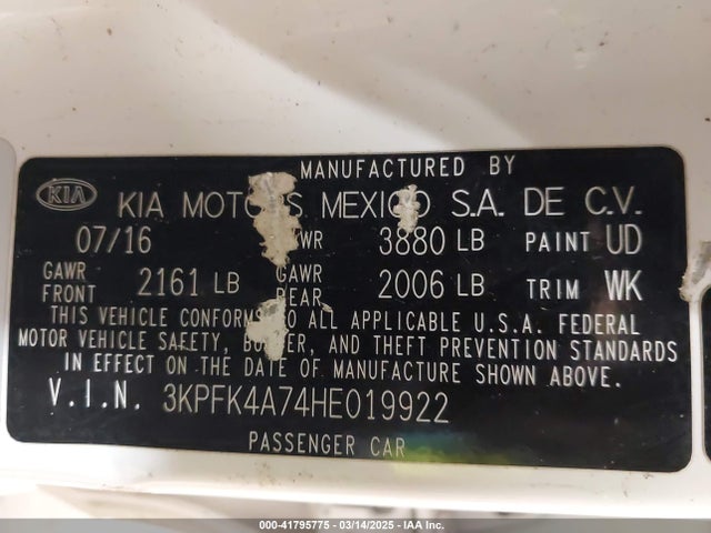 KIA FORTE LX 2017 3KPFK4A74HE019922 Image 9