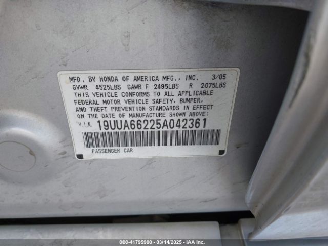 2005 ACURA TL 19UUA66225A042361 Photo 8