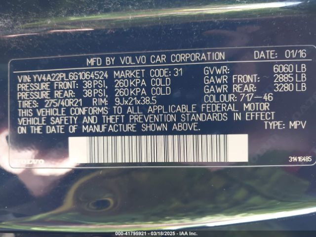 YV4A22PL6G1064524 Volvo Xc90 T6 Inscription
