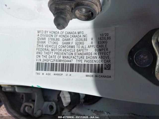 Honda Civic Sport 2021 2HGFC2F80MH504447 Image 9