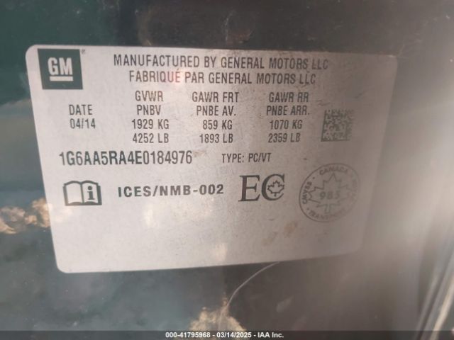 1G6AA5RA4E0184976 Cadillac Ats Standard