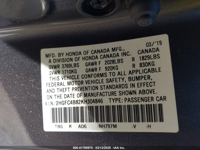 Honda Civic Sport 2019 2HGFC4B82KH304846 Image 9