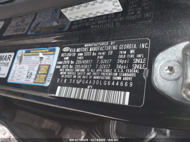 5XYPG4A30LG644669 KIA Sorento 2.4l L