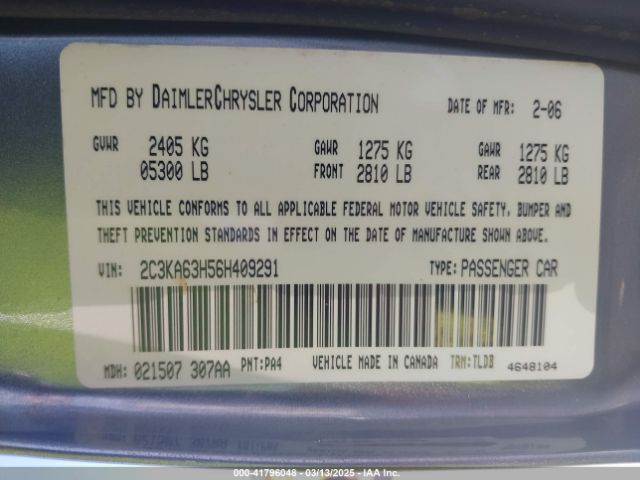 2006 CHRYSLER 300C 2C3KA63H56H409291 Photo 8