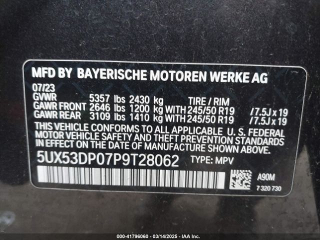 5UX53DP07P9T28062 BMW X3 Xdrive30i