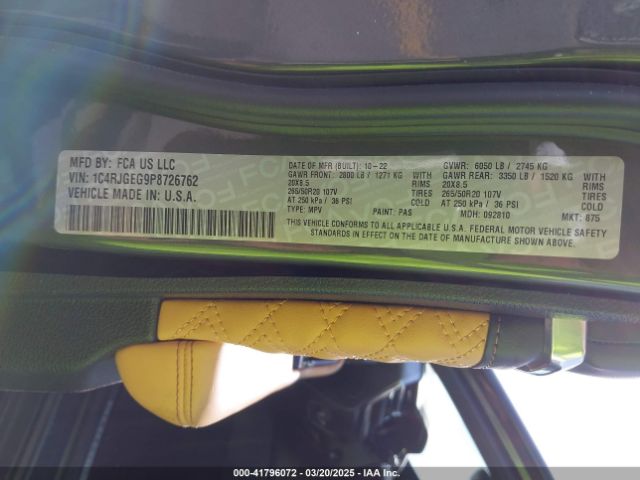 1C4RJGEG9P8726762 Jeep Grand Cherokee Summit 4x2