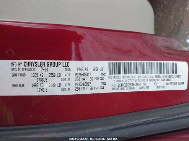 2C4RC1BG6ER448934 Chrysler Town & Country Touring