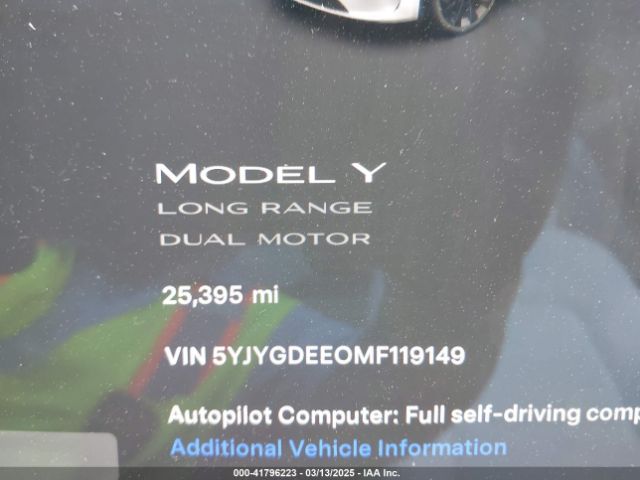 5YJYGDEE0MF119149 Tesla Model Y Long Range Dual Motor All-wheel Drive