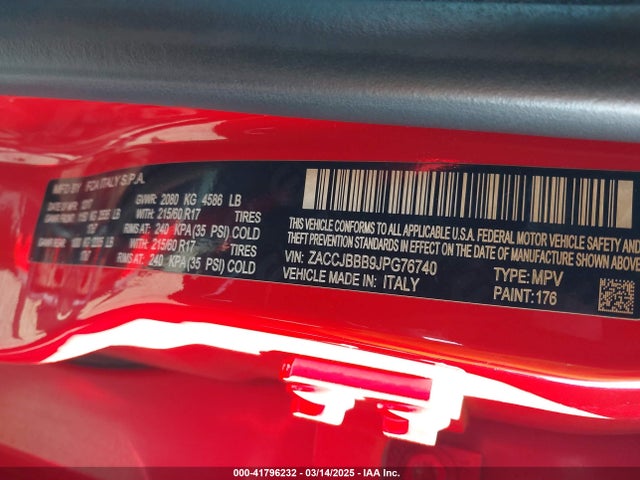 ZACCJBBB9JPG76740 Jeep Renegade Latitude 4x4