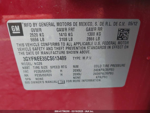 2012 CADILLAC SRX 3GYFNEE35CS613489 Photo 8