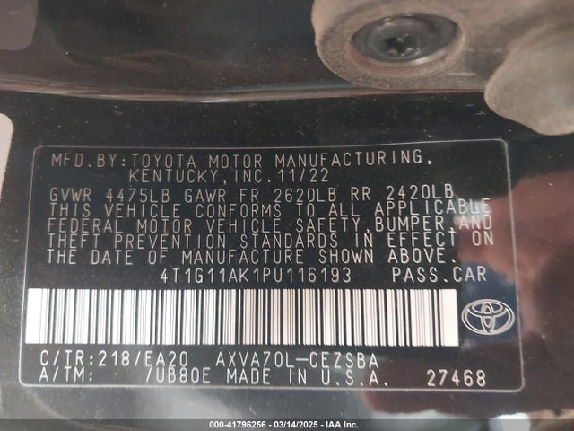 4T1G11AK1PU116193 Toyota a25a-fks