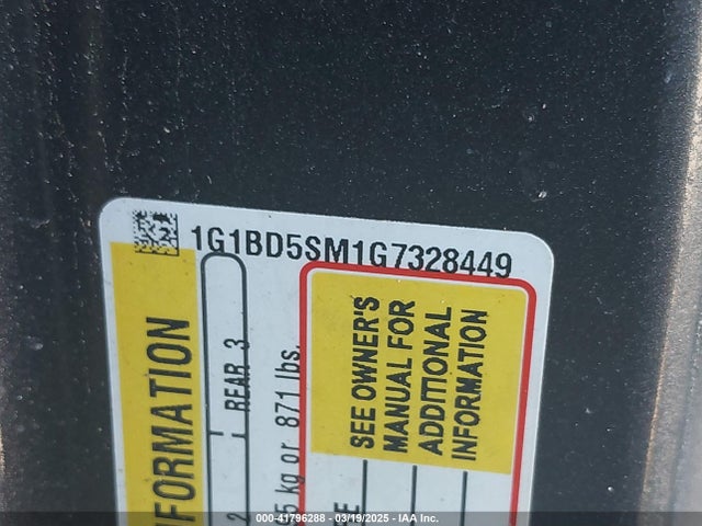 1G1BD5SM1G7328449 Chevrolet Cruze Lt Manual