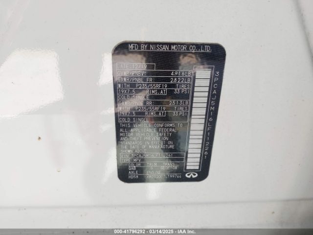 3PCAJ5M16LF112261 Infiniti Qx50 Luxe