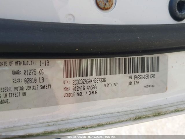 2C3CDZAG0KH587336 Dodge Challenger Sxt