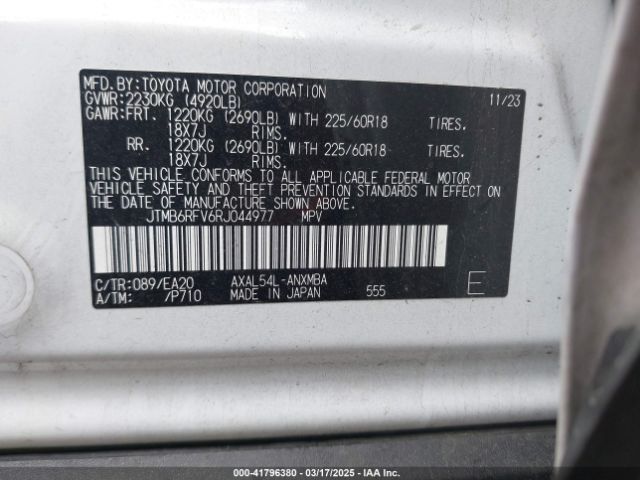 JTMB6RFV6RJ044977 Toyota Rav4 Hybrid Xle Premium