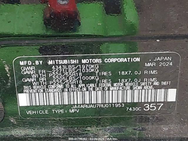 2024 MITSUBISHI OUTLANDER SPORT JA4ARUAU7RU011953 Photo 8