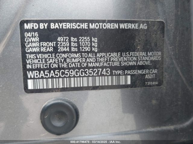 2016 BMW 528I WBA5A5C59GG352743 Photo 8