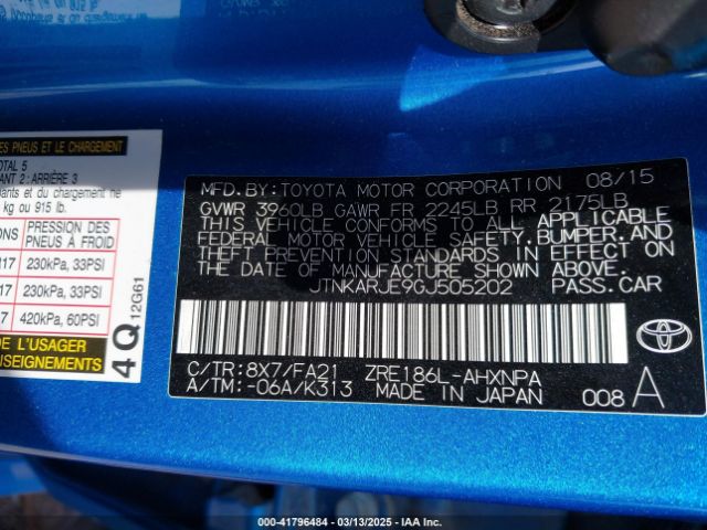 JTNKARJE9GJ505202 Scion IM