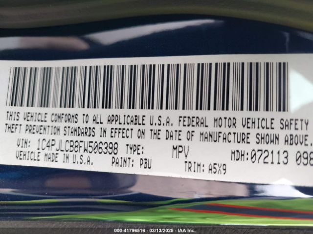 1C4PJLCB8FW506398 Jeep Cherokee Latitude