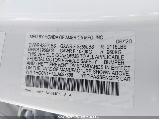 1HGCV1F12LA097898 Honda ACCORD LX