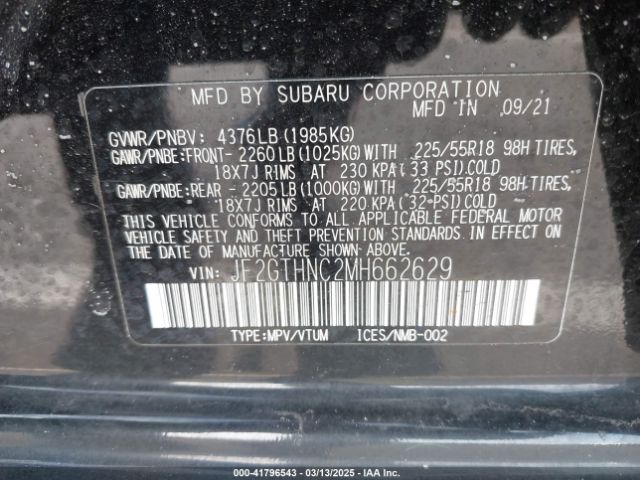 JF2GTHNC2MH662629 Subaru Crosstrek Limited