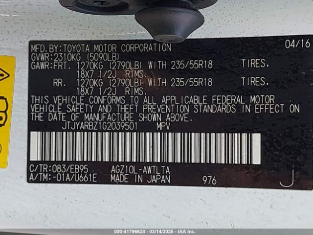 JTJYARBZ1G2039501 Lexus Nx 200t F Sport