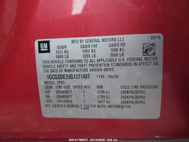 1GCGSDE39G1371407 Chevrolet Colorado Z71