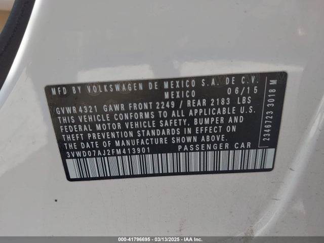 3VWD07AJ2FM413901 Volkswagen Jetta 1.8t Se