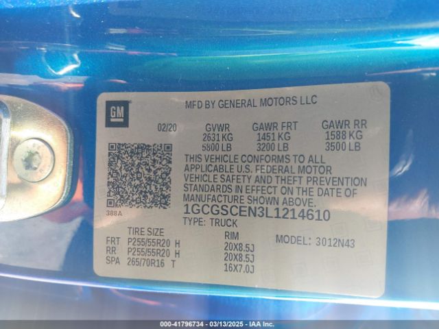 1GCGSCEN3L1214610 Chevrolet Colorado 2wd  Short Box Lt