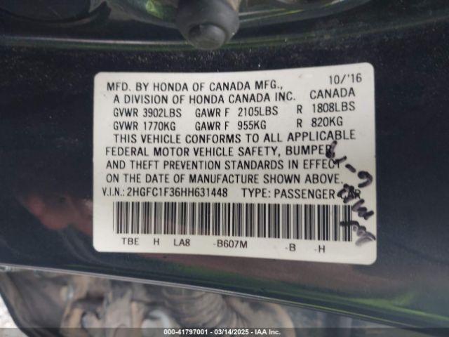 2HGFC1F36HH631448 Honda Civic Ex-t