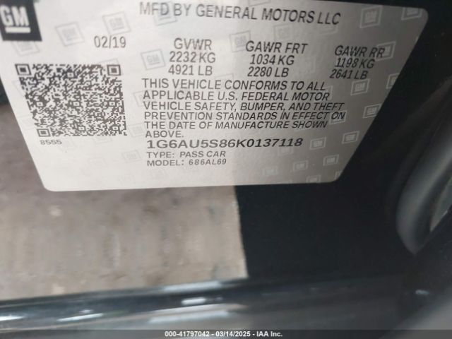 1G6AU5S86K0137118 Cadillac Cts V-sport