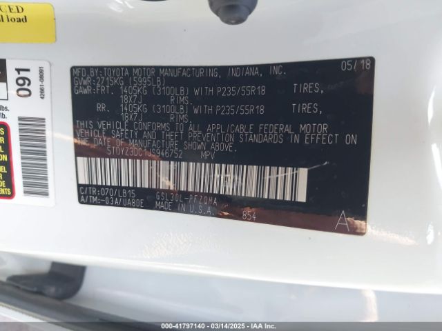 5TDYZ3DC1JS946752 Toyota Sienna Limited Premium 7 Passenger