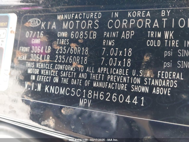 KIA SEDONA EX 2017 KNDMC5C18H6260441 Image 9
