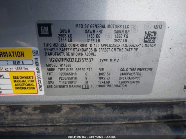 1GKKRPKD3EJ257537 GMC Acadia Sle-2
