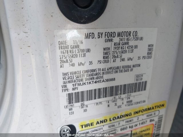 1FMJK1KT4HEA36988 Ford Expedition El Limited