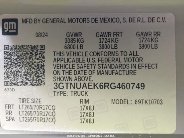 3GTNUAEK6RG460749 GMC Sierra 1500 4wd  Standard Box Pro