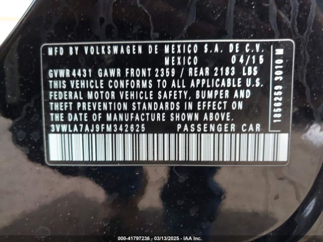 3VWLA7AJ9FM342625 Volkswagen Jetta 2.0l Tdi Se