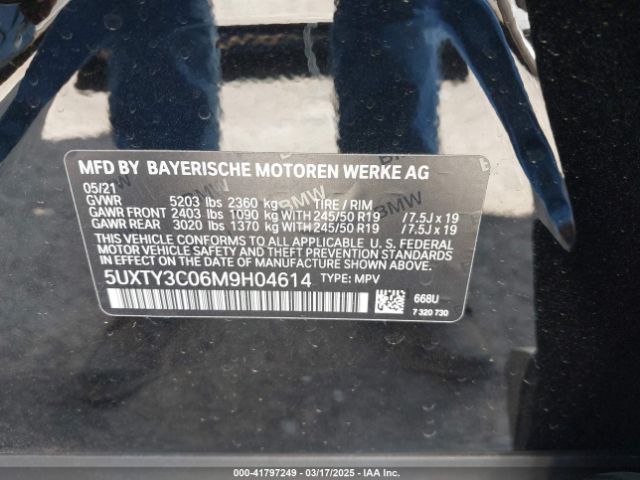 5UXTY3C06M9H04614 BMW X3 Sdrive30i