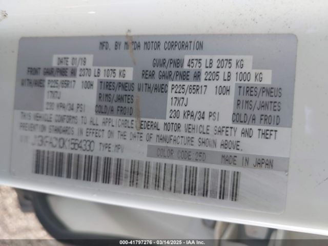 JM3KFACM0K1564330 Mazda Cx-5 Touring